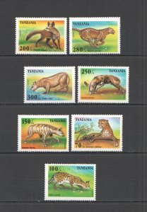 A0985 1995 Tanzania Fauna Wild Cats & Dogs Animals 1Set Mnh