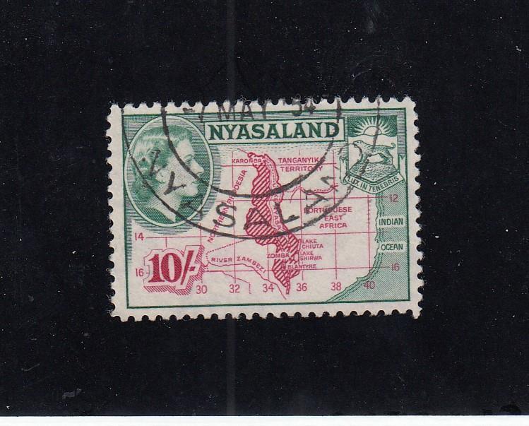 NYASALAND # 110 VF-SON CANCEL QE11 10sh