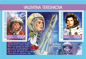 Stamps. Space,Astronauts  Tereshkova Cameroun 2022 year 1+1 sheets