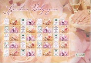 Hungary #3978 Butterfly & Wedding Rings sheet of 20 (MNH) CV $20.00