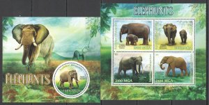 2014 Elephants Wild Animals Fauna Kb+Bl Mnh Pe479