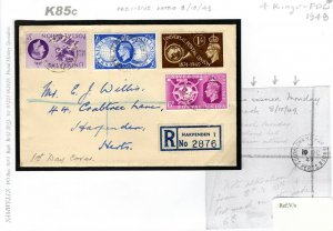 GB UPU PRE-ISSUE FDC *8/10/1949* Harpenden Registered First Day Cover K85c 