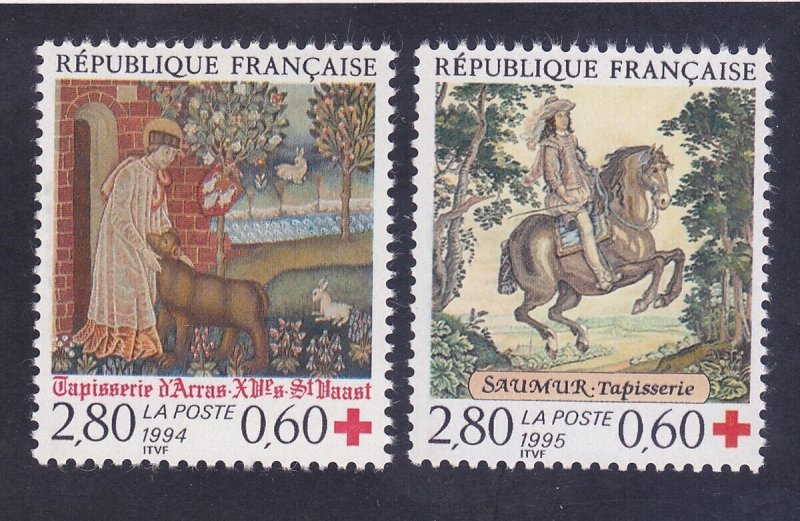 France B662-63 MNH 1994-95 St. Vaast Arras Tapestry & Brussels Tapestry Set VF