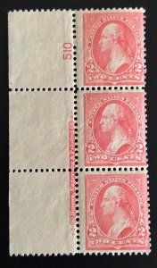 US Stamps - SC# 279BG - Plate Strip Of 3 - Natural Gum Crease - SCV = $550.00