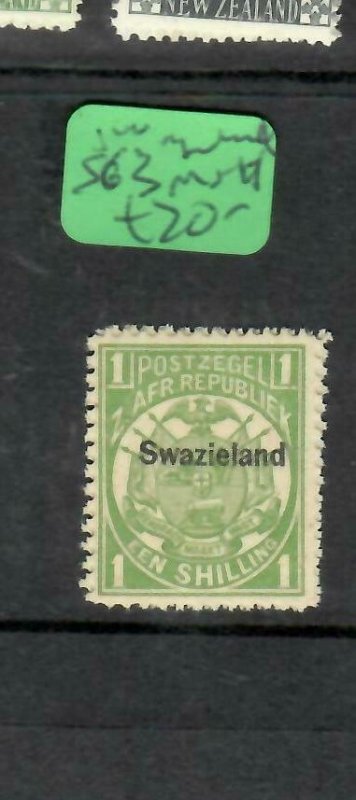 SWAZILAND  (P01006B) 1/- ARMS OVPT ON TRANSVAAL SG 3  MNH