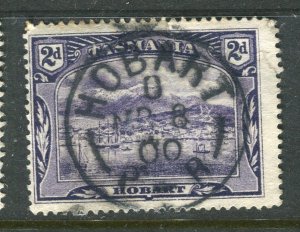 AUSTRALIA; TASMANIA 1900s classic QV Pictorial used 2d. POSTMARK Shade