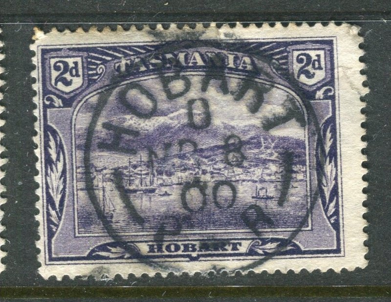 AUSTRALIA; TASMANIA 1900s classic QV Pictorial used 2d. POSTMARK Shade