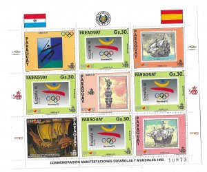 Paraguay 1990 Discovery of America Columbus Olympics Sheet MNH C17