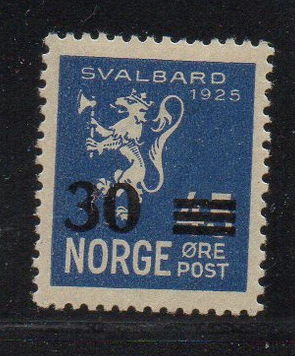 Norway Sc 130 1927 30 ore overprintt on 45 ore Svalbard stamp mint