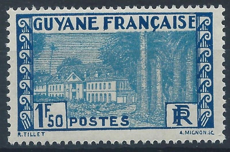FRENCH GUIANA 1929-40 SG149 1f.50 - light blue & bl  Government Cayenne Mint MNH