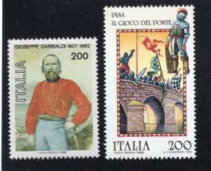 Italy 1982 200 l Garibaldi & 200 l Bridge, Scott 1518-1519 MNH, value = 95c