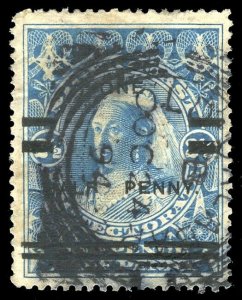 Niger Coast 1894 QV ½d on 2½d blue Old Calabar Pos. # 6 from setting of 8. SG 65