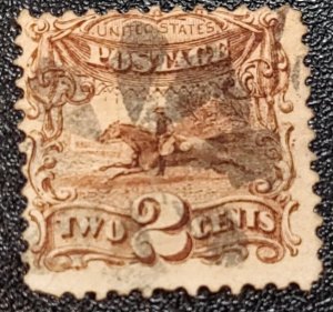 Scott Stamp# 113- Used 1869 Pony Express, Brown. Free USPS Shipping. SCV $80.00