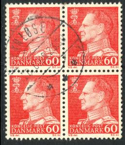 DENMARK 1967-71 60o FREDERIK IX Sc 439 BLOCK OF 4 VFU