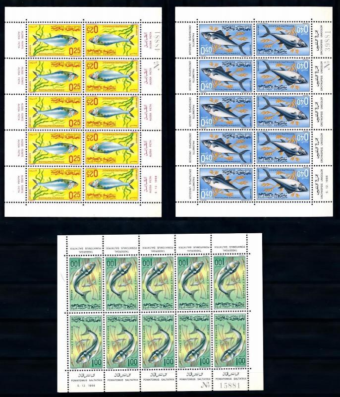 [49791] Morocco 1967 Marine life Fish Folded once MNH Sheets