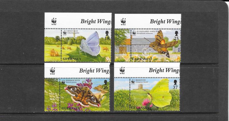 WWF- BUTTERFLIES - GUERNSEY #586-589 w/margins
