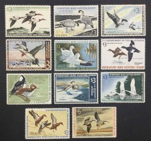 MOMEN: US STAMPS #RW29-RW39 DUCK MINT OG NH VF+ LOT #75675