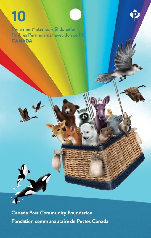 Canada B35 Community Foundation Animals Hot Air Balloon P+10 booklet 10 MNH 2024