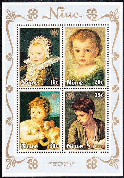 Niue 1979 MH Sc #240a Souvenir sheet of 4 Paintings Int'l Year of the Child