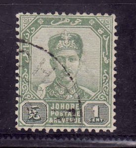 Malaya Johore-Sc#37-used-1c green -1896-99-