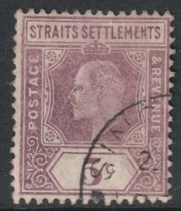 Malaya Straits Setts Scott 113 - SG130, 1904 Edward VII 5c used