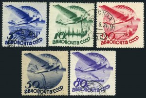 Russia C45-C49 Unwmk, CTO. Mi 462Z-466Z. Soviet Civil Aviation, 10th Ann. 1934.