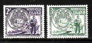 Norfolk Is.-Sc#19-20-Unused  very light hinged set- Islanders landings-1