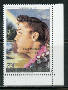 CENTRAL AFRICA 10th MEMORIAL OF ELVIS PRESLEY 70fr STAMP MINT NH