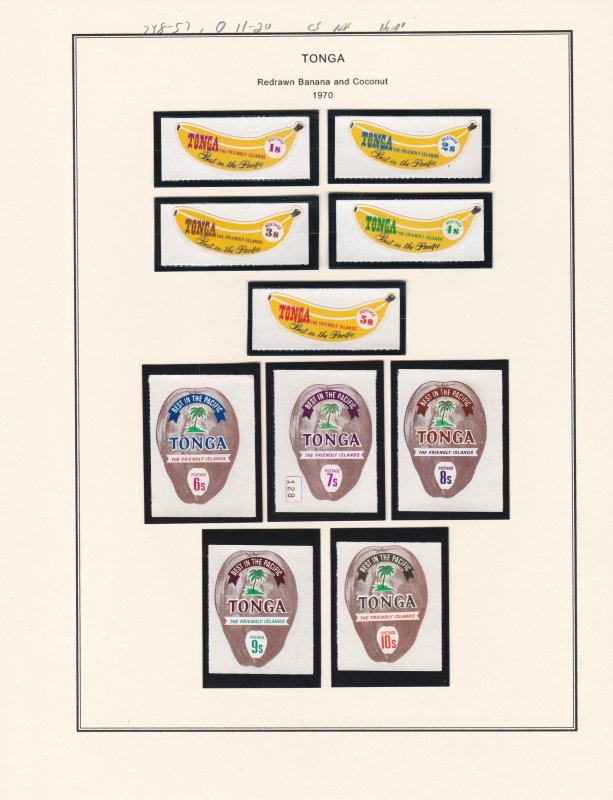 Tonga # 248-257, )11-20, Redrawn Banana & Coconut Stamps, NH, 1/2 Cat.