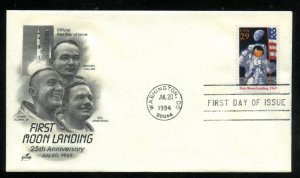 US 2841a 25th Anniv Moon Landing ADDR ArtCraft cachet FDC