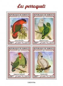 2021/03 - DJIBOUTI - PARROTS     4V  complet set    MNH ** T