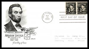 US 1282 Abraham Lincoln Artmaster Typed FDC