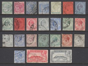 Gibraltar Sc 8/98 used. 1896-1933 issues, 24 different, sound, F-VF group.