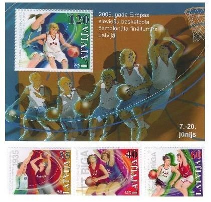 Latvia 2009 Basketball Final of the European Championship Set and Block MNH