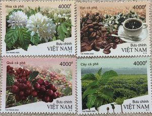 o) 2022 VIETNAM, COFFEE, FLOWER PLANTATION, PROCESSING, FOOD, SET MNH