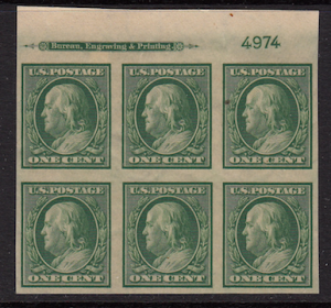 United States #331 Block of 6, MH CV $65.00 Durland Please see description.