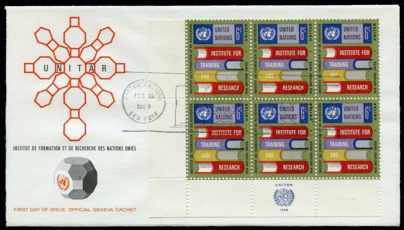 UNITED NATIONS UNITAR SET SINGLES IMPRINT BLOCKS GENEVA CACHET FIRST DAY COVERS 