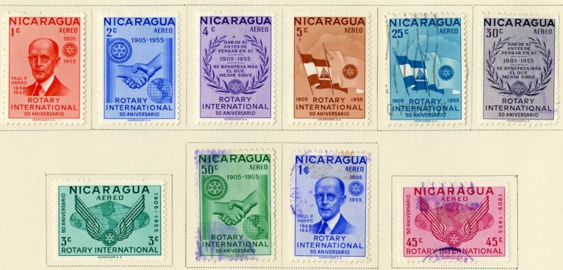 NICARAGUA  C353-C362  MH/USED  SCV $2.70 BIN $1.25