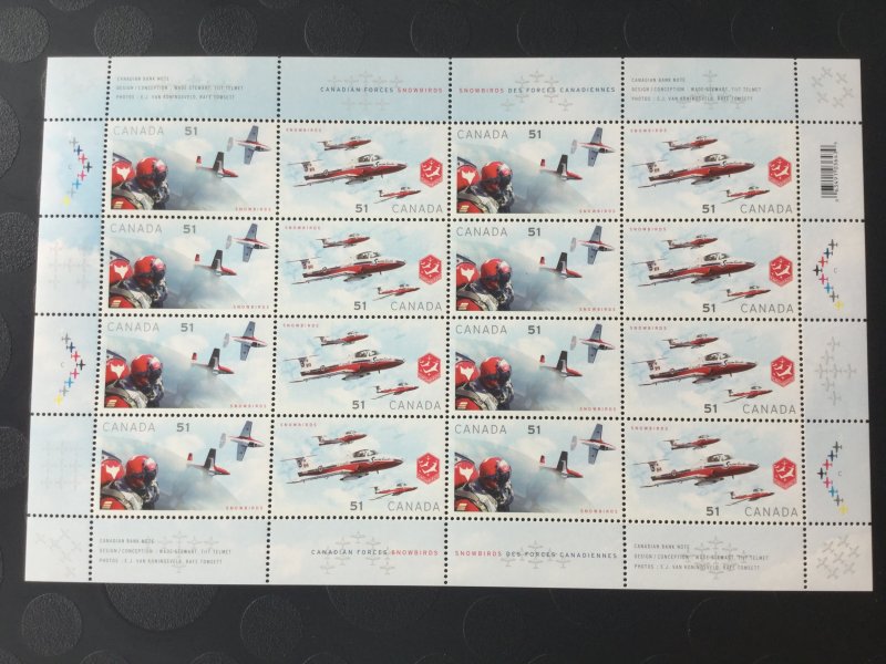 Canada Mint NH #2158-2159 Canadian forces snowbirds, airplane, full sheet of 16