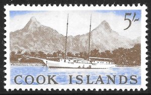 Cook Islands Scott 158 MNH 5/- Ship in Rarotonga Harbor issue of 1963