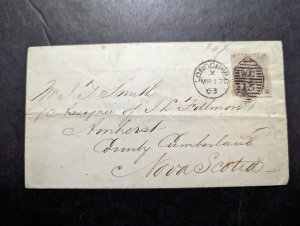 1863 England Cover London to Nova Scotia Canada QV SG#84 Stamp