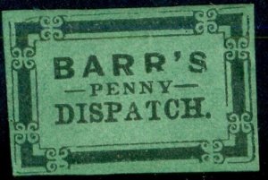 US #8L2, Barr’s Penny Dispatch Local Post Lancaster PA type C, unused Scott $300