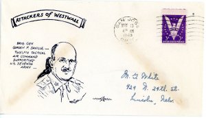 1945 US World War II Patriotic Cover Attackers of Westwall - Gen. Saville