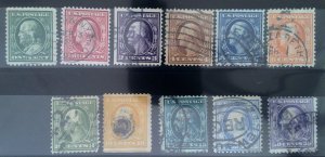 Scott #331-341 - Used - FW Lot - 1908-09