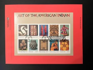 Scott 3873 -37¢- ART OF THE AMERICAN INDIAN-Sheet of 10, MNH FDI