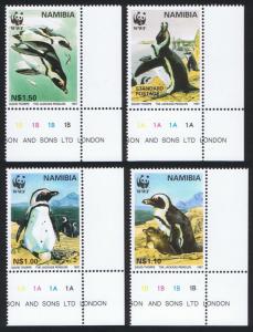 Namibia WWF Jackass Penguin 4v Bottom Upper Right Corners SG#713/16 SC#821-24