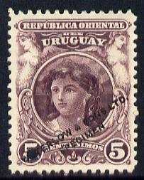 Uruguay 1900 5c Printer's sample in purple (issued stamp ...