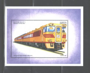 MADAGASCAR (R. MALAGASY) 1999 TRAINS  M.S. #1429  MNH