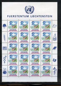 LIECHTENSTEIN SCOTT #959 UNITED NATIONS SHEET  MINT NH