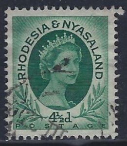 Rhodesia & Nyasaland, Scott #146; 4 1/2p Queen Elizabeth II, Used